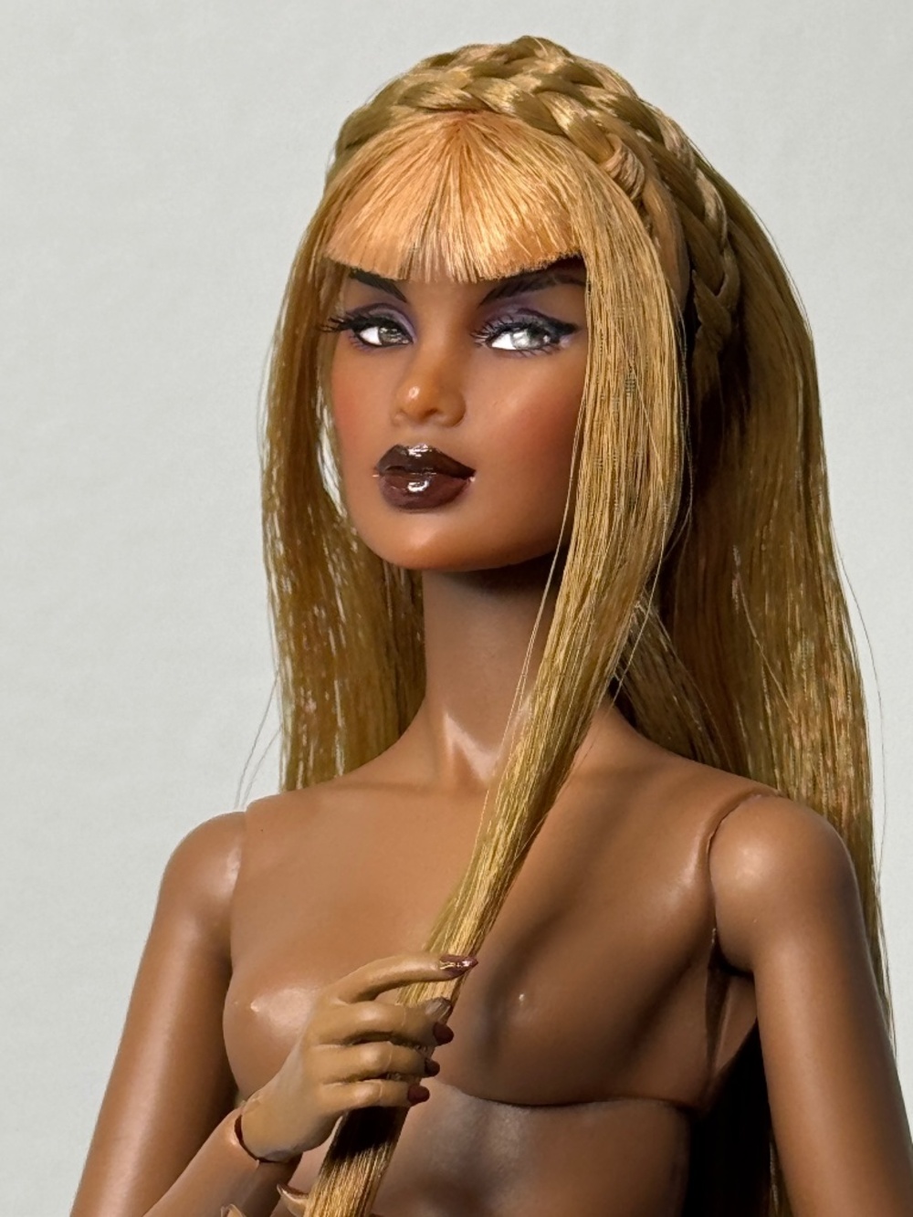 Custom OOAK Tulabelle True Hollis Jointed Nude Doll Articulated Lashes FR Black